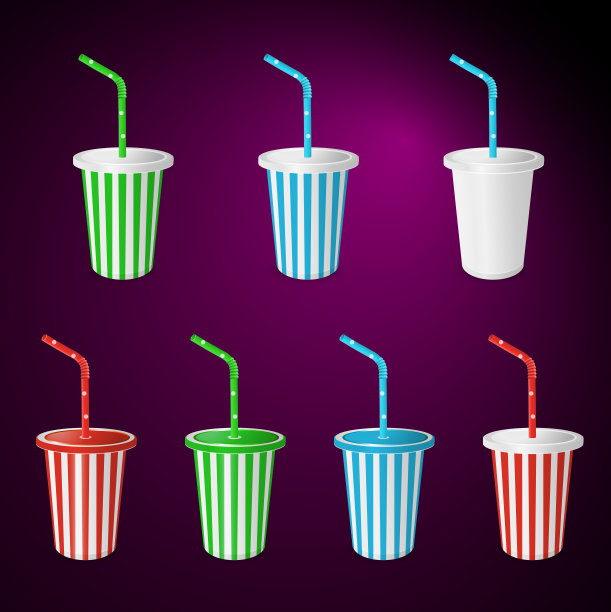 红色，白色，绿色和蓝色纸杯为派对。图片下载