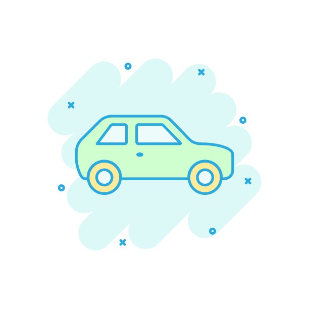 漫画风格的汽车图标。汽车汽车矢量卡通插图象形图。汽车企业概念飞溅效应。图片下载