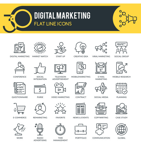 数字营销的图标图片下载