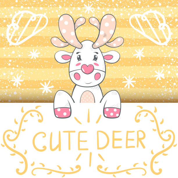 可爱，有趣的卡通鹿插图。图片下载