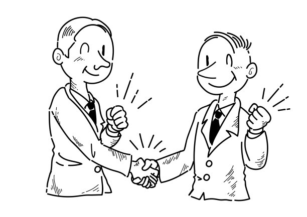 商人握手，挥拳抽线素材图片