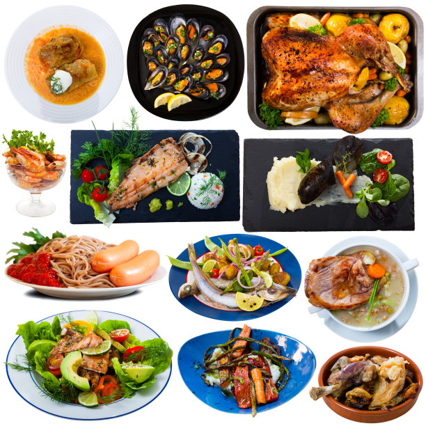 一套各种盘子的食物图片下载