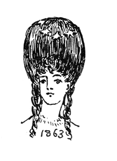 维多利亚时期的黑白插图的女性时尚发型始于19世纪60年代和1870年;19世纪的发型和风格;1892年英语了图片下载