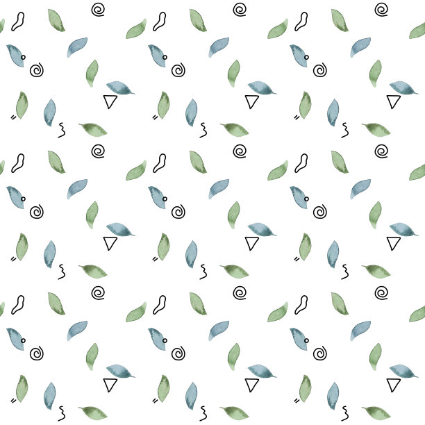 水彩手绘粉彩画笔笔触无缝图案与图形元素图片下载