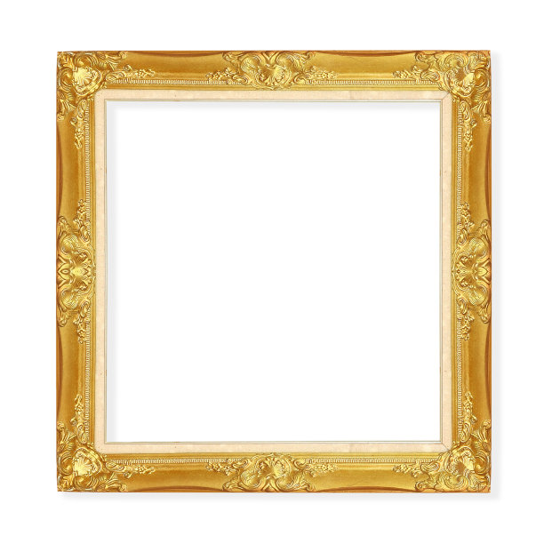 金色古老的框架孤立在白色的背景图片下载