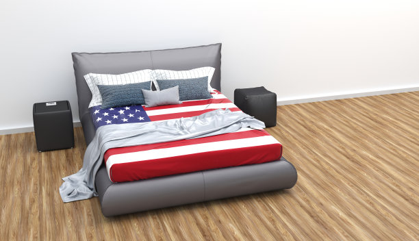 铺着美国床单的床图片下载