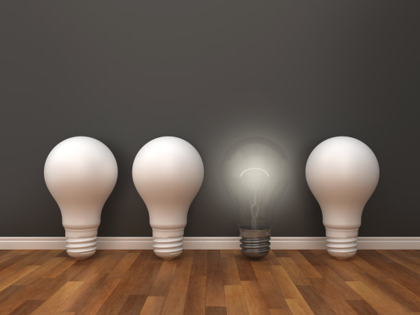 木地板上的灯泡- 3D渲染图片下载
