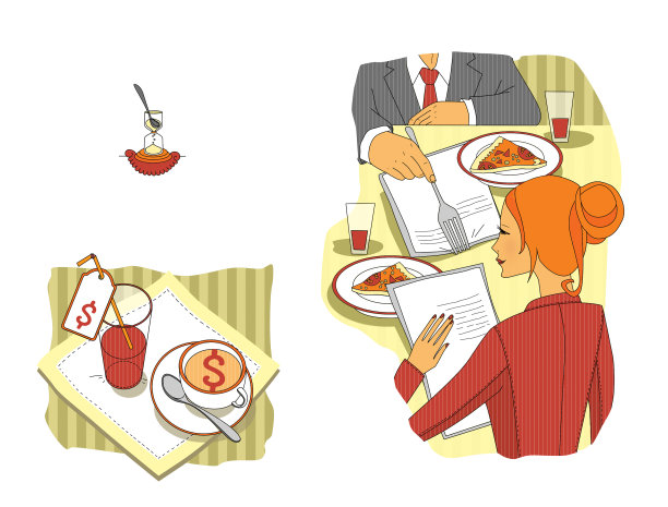 在餐厅开会。商务午餐。图片下载