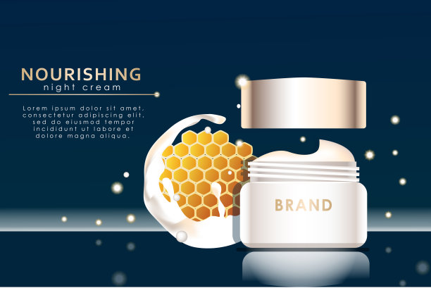 逼真的面霜与蜂蜜的模板图片下载