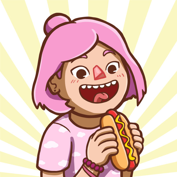 亚洲女孩吃热狗图片下载