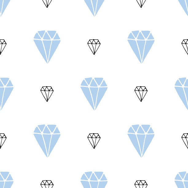 钻石无缝模式矢量插图。手绘手绘涂鸦钻石符号背景图片下载