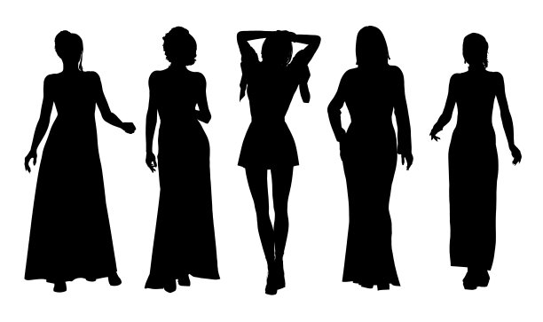 一群穿着裙子的女孩的剪影图片下载