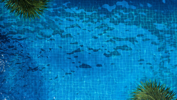 俯视图或鸟瞰图像的游泳池在夏季和阳光明媚的一天，适合运动或放松的假期时间或寒冷的时刻图片下载