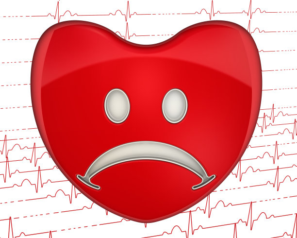 心电图背景上的悲伤心脏符号图片下载