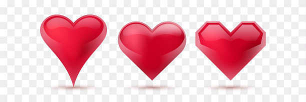红色矢量心的集合。矢量插图。红了现实的心，与世隔绝。——矢量图片下载