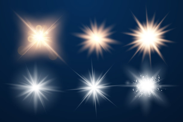 一组发光的光星星与Sparkles。图片下载