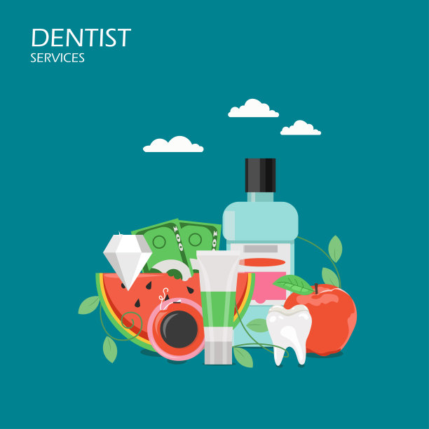 牙科服务矢量平面风格设计插图图片下载