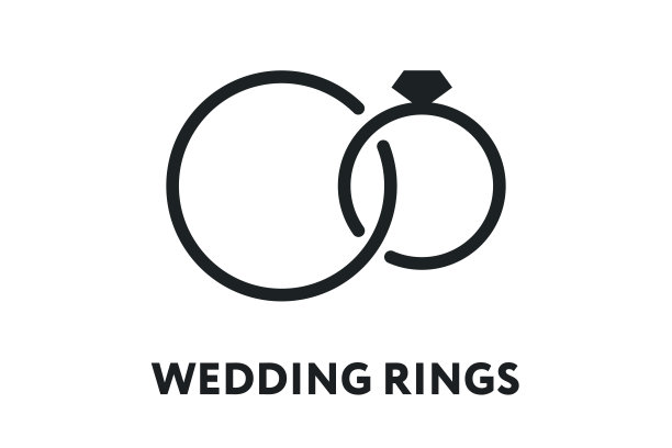 婚礼，婚姻，订婚钻戒。矢量平面线描边图标。图片下载