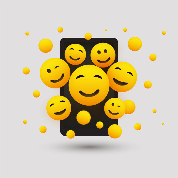 移动设备屏幕上的表情符号概念图片下载