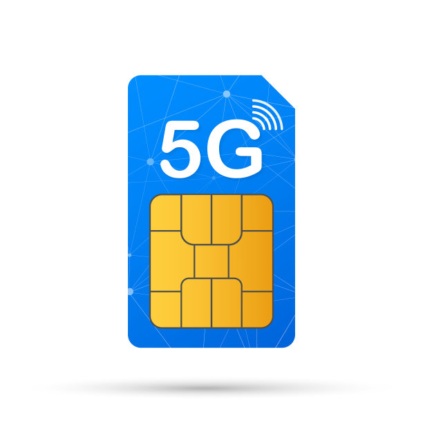 5 g的Sim卡。移动通信技术的标志。矢量插图。图片下载