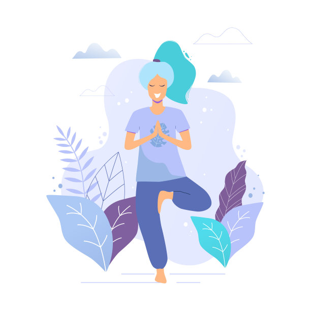 女人在树的姿势。公园里的瑜伽女孩图片下载