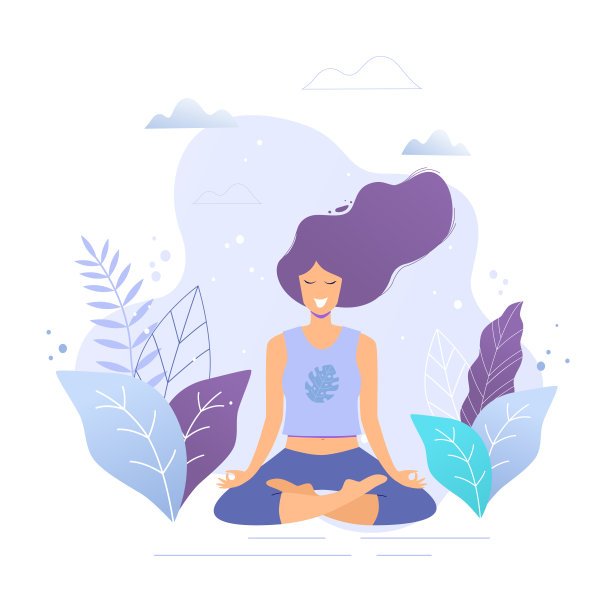 女人坐在莲花位置练习冥想。瑜伽的女孩图片下载