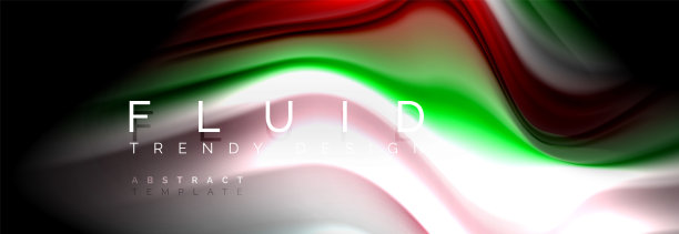 明亮的彩色液体流体线条上的黑色，现代抽象背景图片下载