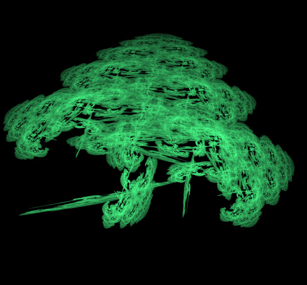Ufo绿色分形图案背景。幻想的分形结构。数字艺术。3 d渲染。计算机生成图像。图片下载