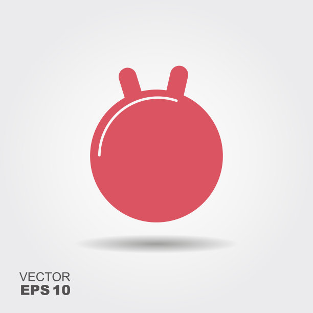 健身球，运动器材。带有阴影的平面图标。矢量图图片下载