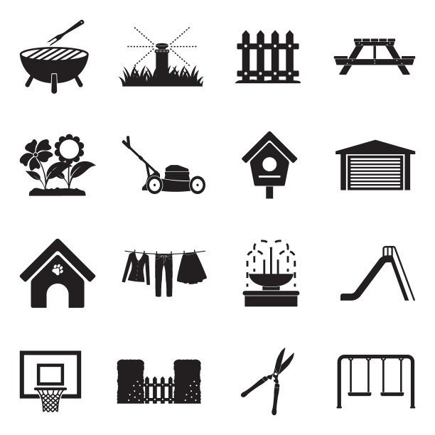 后院的图标。黑色的平面设计。矢量插图。图片下载
