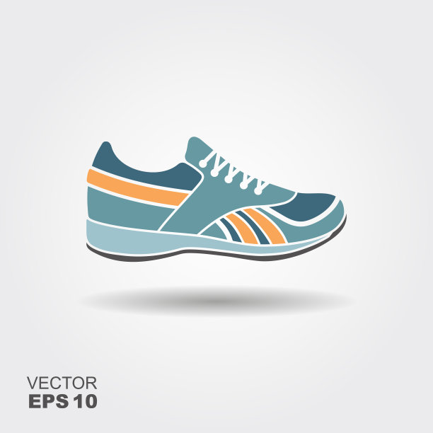 运动鞋，运动鞋插图。带阴影的平面图标图片下载