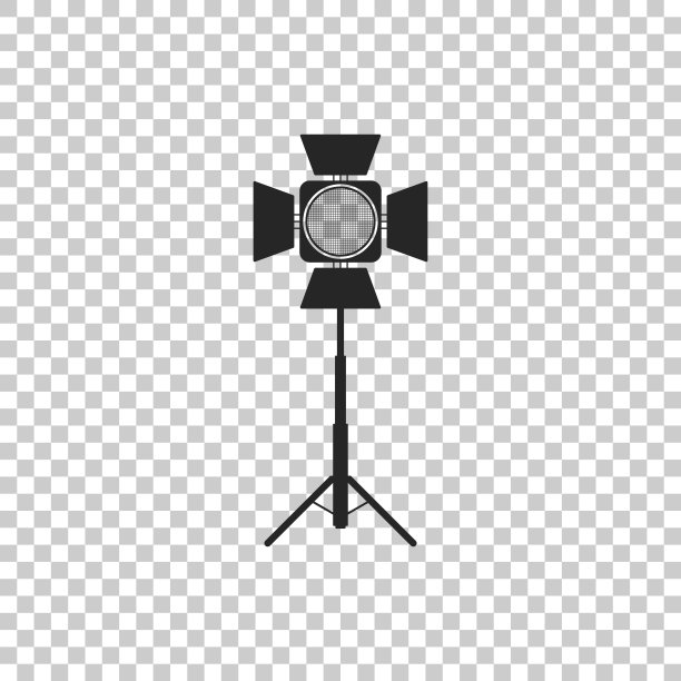 电影聚光灯图标孤立在透明的背景。光的效果。现场,工作室,显示。平面设计。矢量图图片下载