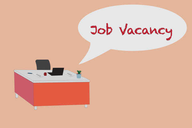 职位空缺文字在演讲泡沫在办公桌图片下载