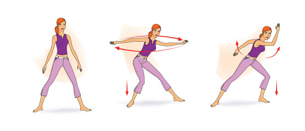 女孩穿着运动服做伸展和平衡练习图片下载