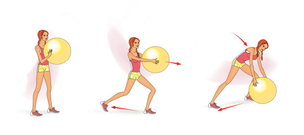 女孩用健身球做运动图片下载