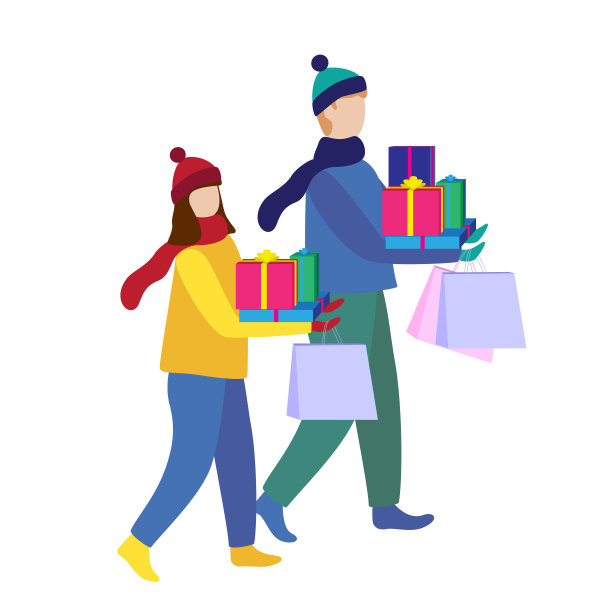 快乐的圣诞节。冬天人们在城市里购物。圣诞礼物。图片下载