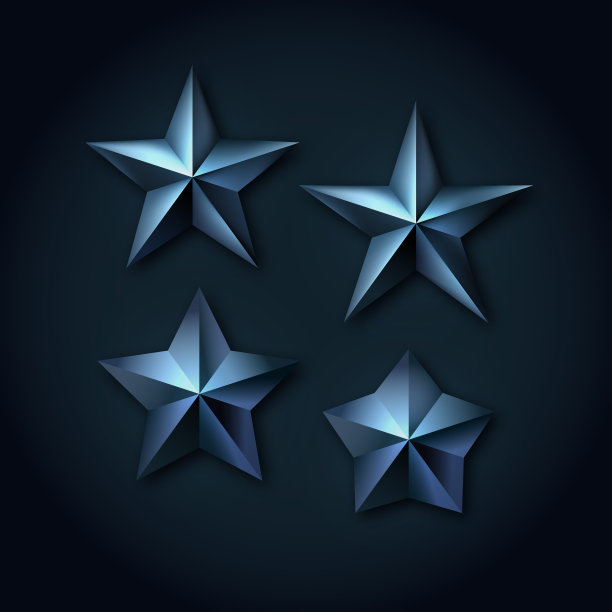 向量3d金属星形图标集。图片下载