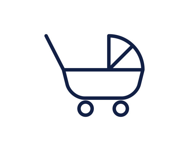 婴儿车线图标插图矢量，婴儿车线图标插图设计图片下载