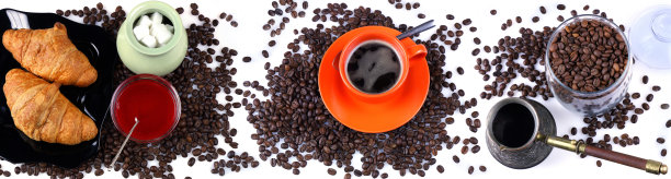 咖啡主题的静物全景图图片下载