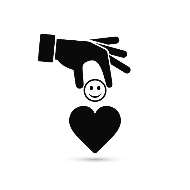 手把微笑的表情放在心里，给人一个好心情的概念说明。向量图片下载