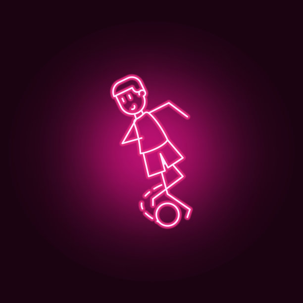 佯攻球图标。霓虹风格图标中的足球元素。简单的图标为网站，网页设计，移动应用程序，信息图形图片下载