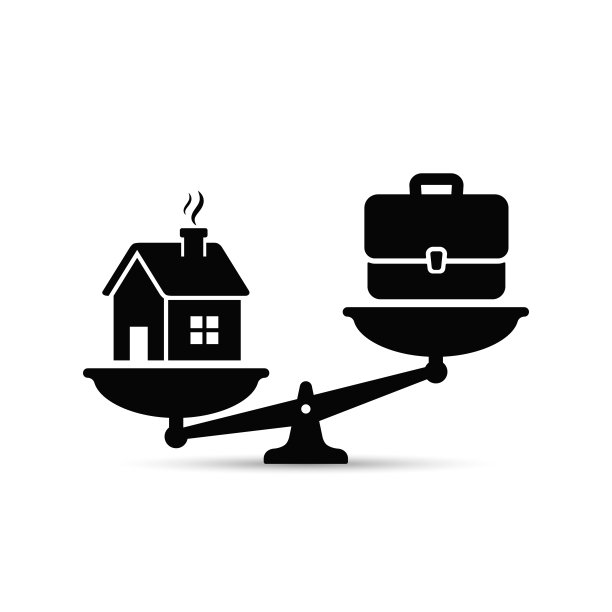 家庭和企业规模图标。工作，金钱和家庭之间的体重。事业和家庭在天平上。平衡你的生活经营理念。向量图片下载