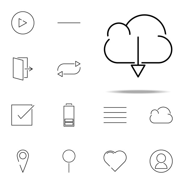从云图标下载。网页，极简图标通用设置的网页和移动图片下载