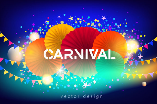 明亮的狂欢节背景与纸扇图片下载