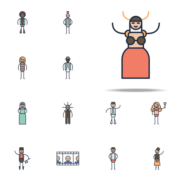 歌剧音乐家图标。线性音乐类型图标普遍设置为网络和手机图片下载