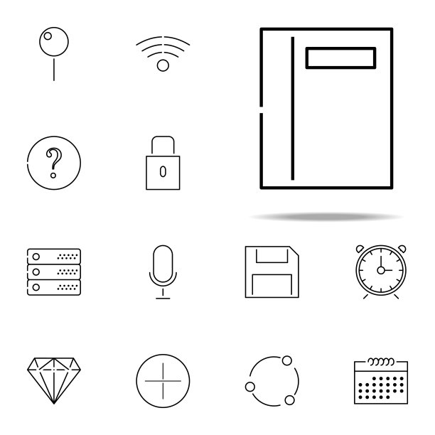 笔记本图标。网页，极简图标通用设置的网页和移动图片下载