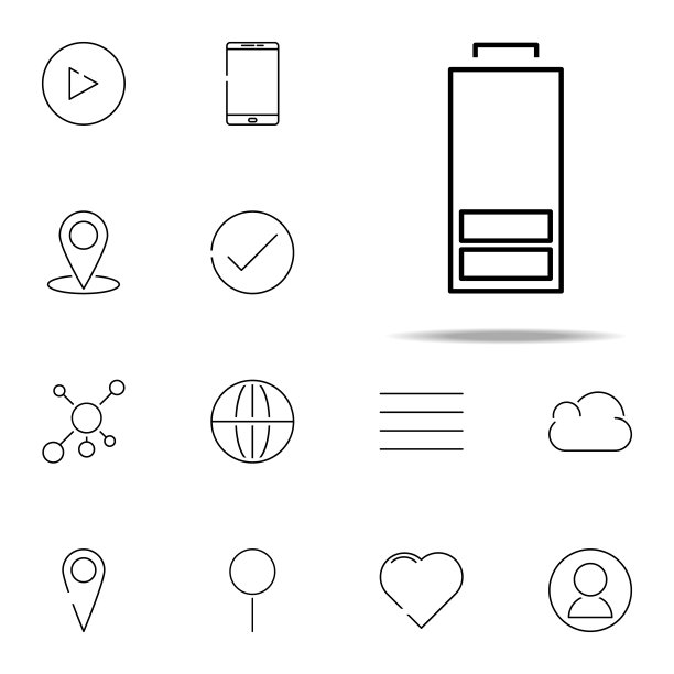 一些电池图标。网页，极简图标通用设置的网页和移动图片下载