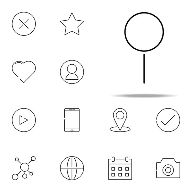 甜球棒上的图标。网页，极简图标通用设置的网页和移动图片下载