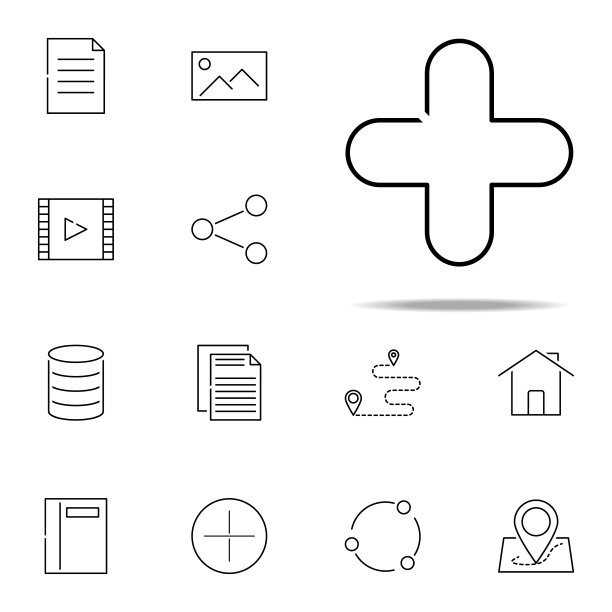 加号图标。网页，极简图标通用设置的网页和移动图片下载