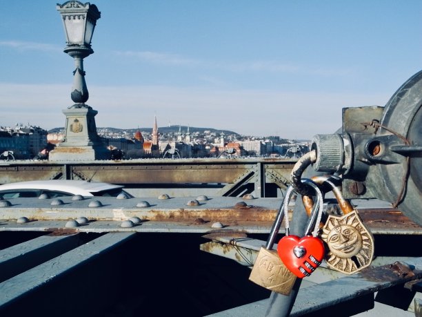 锁，金属，桥，心图片下载